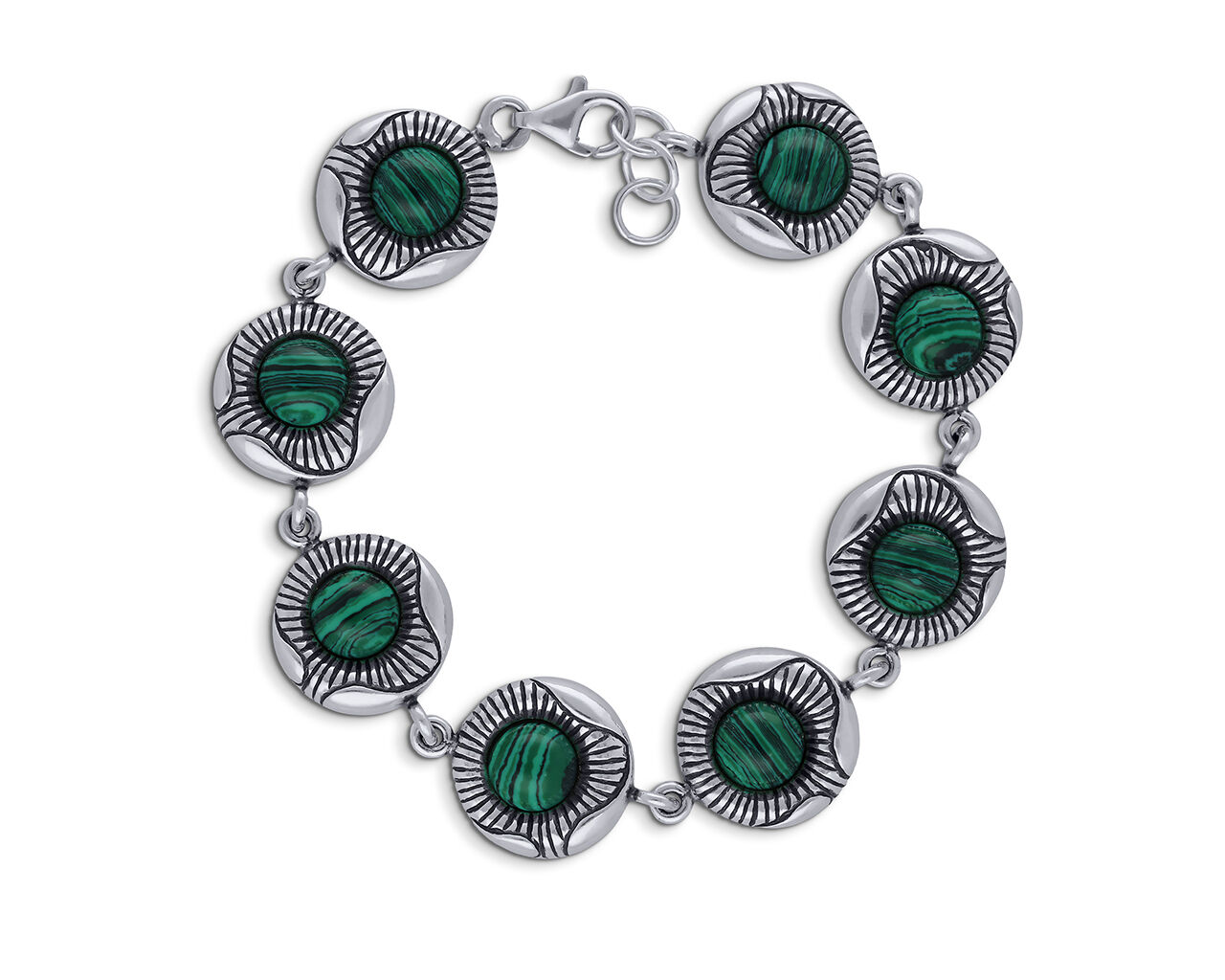 Bransoletka srebrna z zielonymi kamieniami