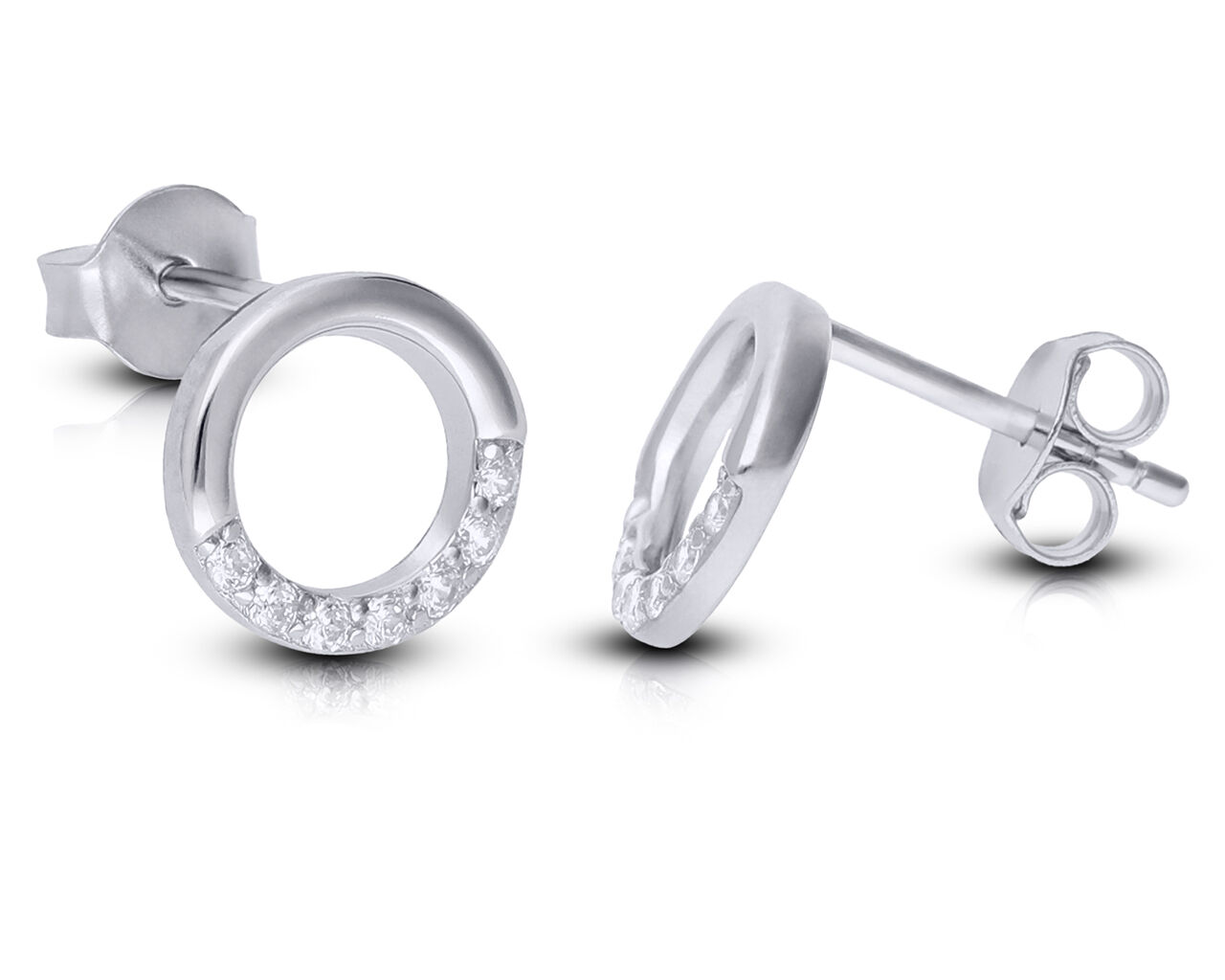 Kolczyki srebrne sztyfty okrągłe z cyrkoniami