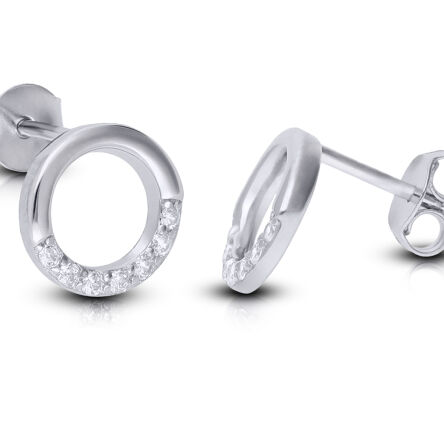 Kolczyki srebrne sztyfty okrągłe z cyrkoniami