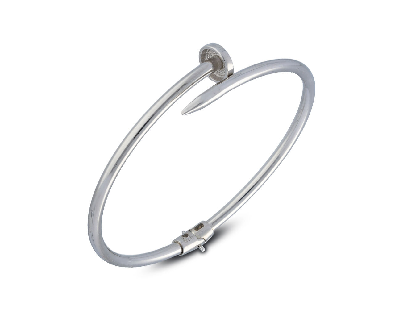 Srebrna sztywna bransoletka o wzorze "gwóźdź"