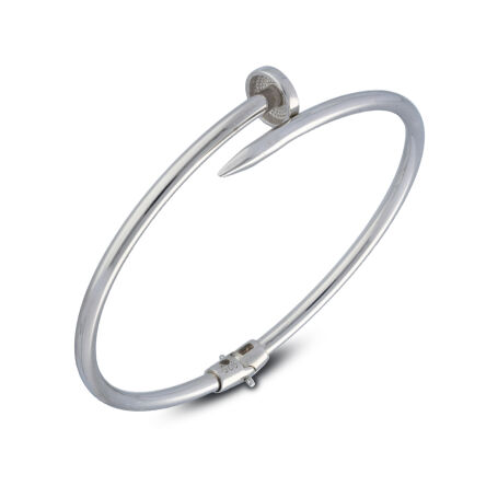 Srebrna sztywna bransoletka o wzorze 