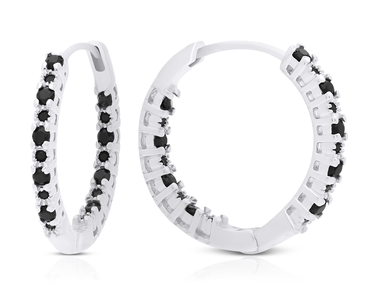 Kolczyki srebrne koła czarne cyrkonie pr.925