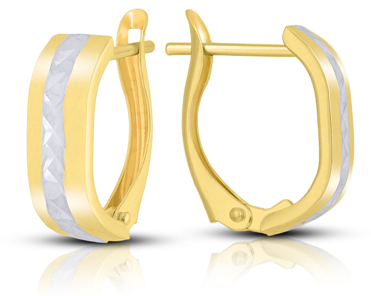 Kolczyki złote 585 dwukolorowe diamentowane