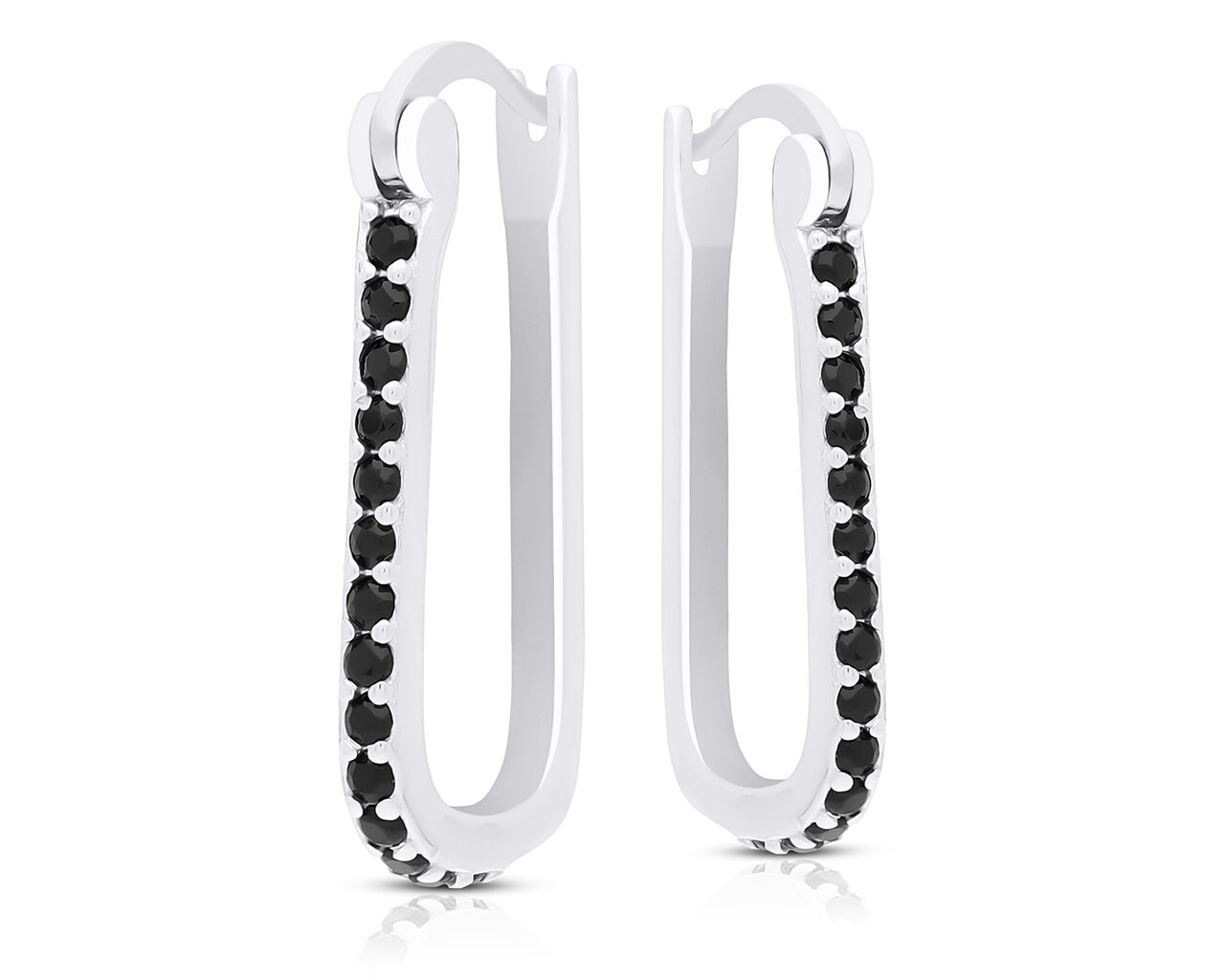 Kolczyki srebrne wiszące z czarnymi cyrkoniami