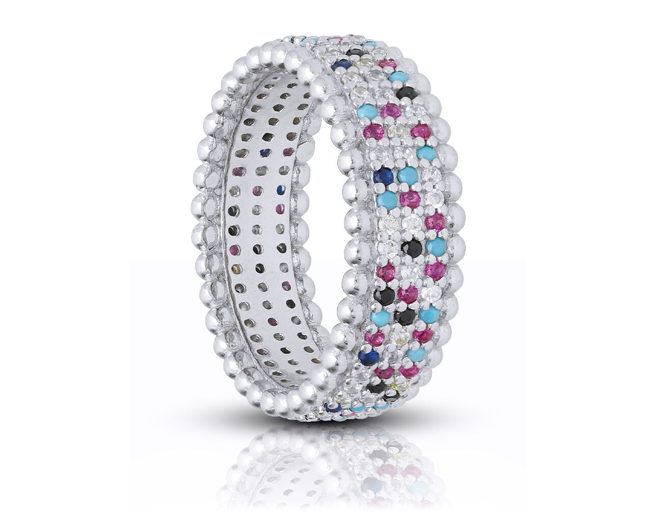 Pierścionek srebrny 925 z kolorowymi kamieniami