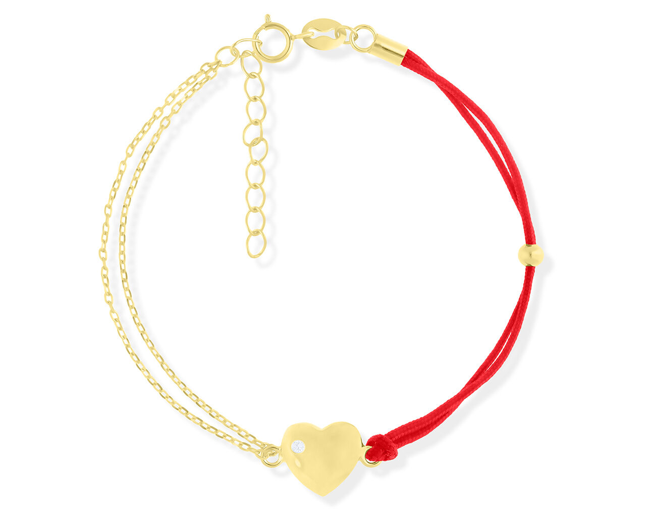 Bransoletka srebrna pozłacana z sercem pr.925