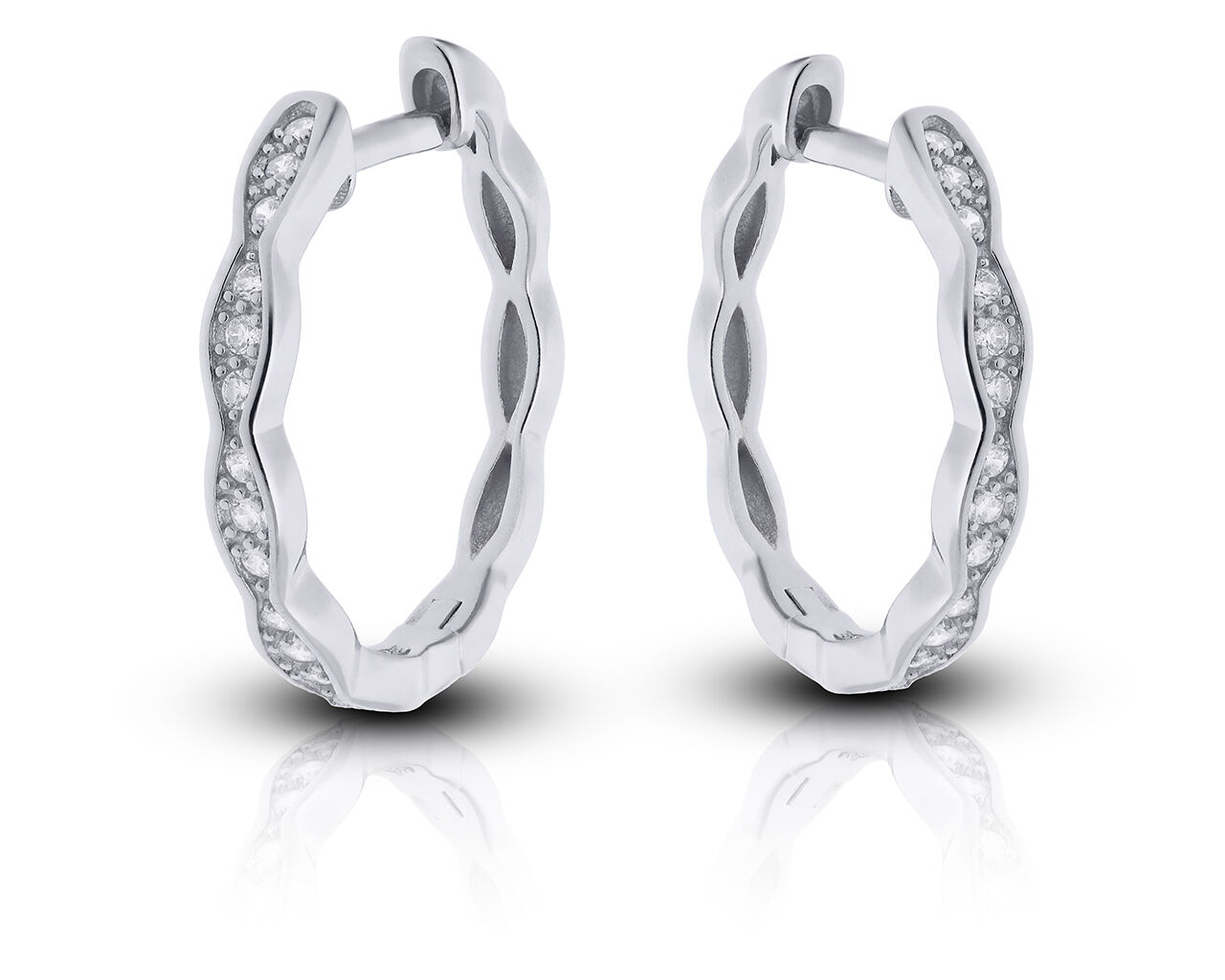 Kolczyki srebrne kółka z cyrkoniami