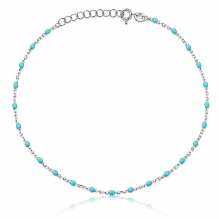 Srebrna bransoletka na nogę z koralikami Tiffany