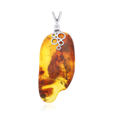 Zawieszka srebrna z naturalnym bursztynem pr.925