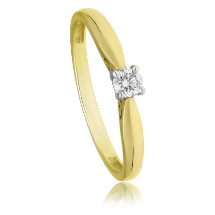 Złoty pierścionek z brylantem 0,10ct pr.585