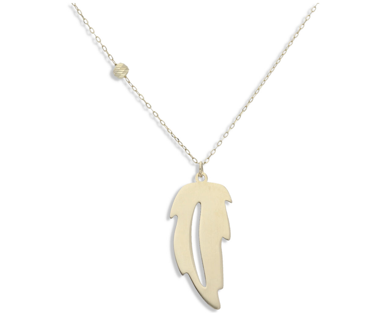 Naszyjnik złoty celebrytka z listkiem i kulkami