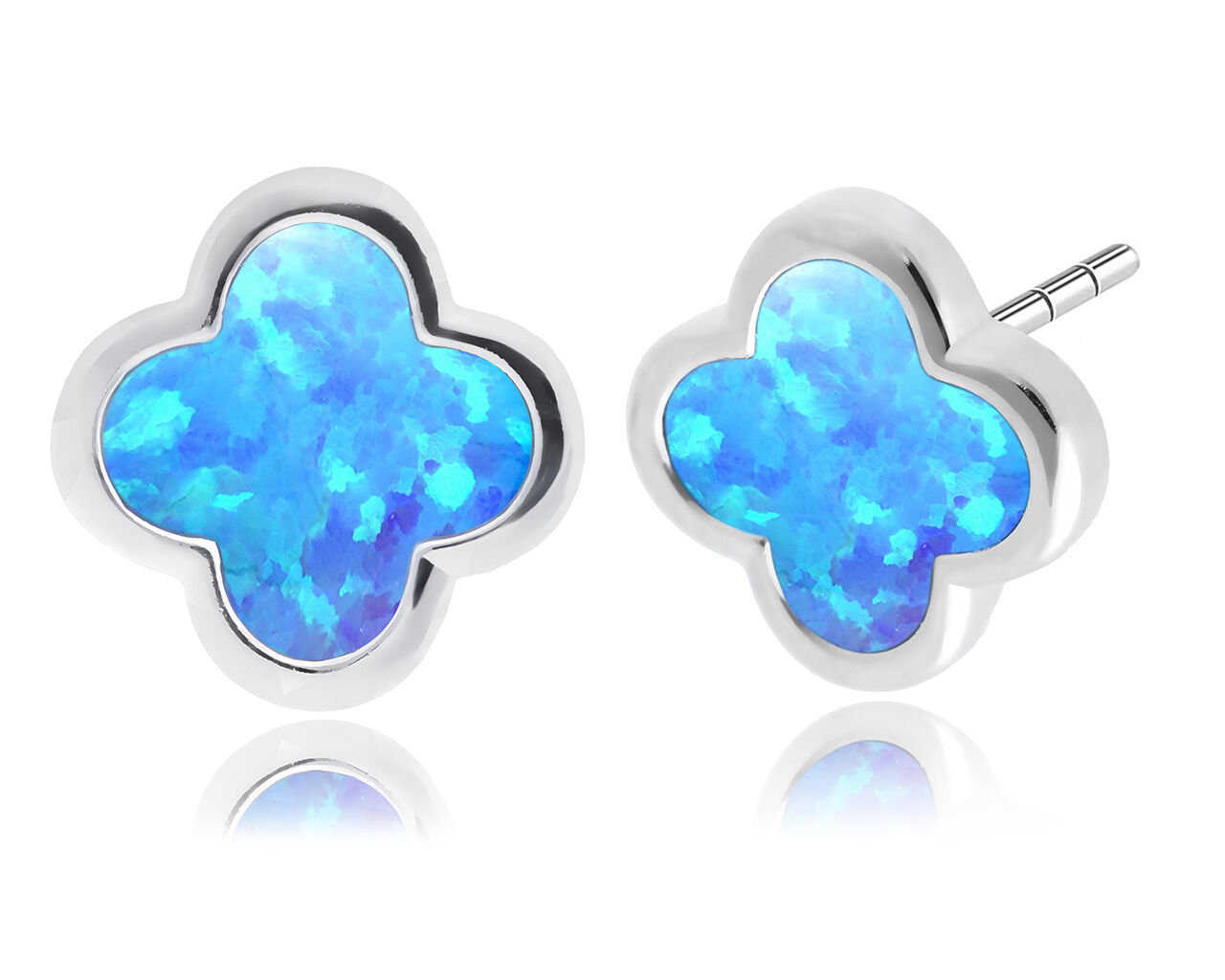 Kolczyki srebrne koniczyny z opalem pr.925