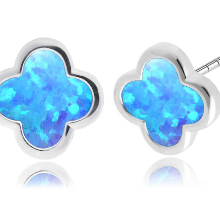 Kolczyki srebrne koniczyny z opalem pr.925