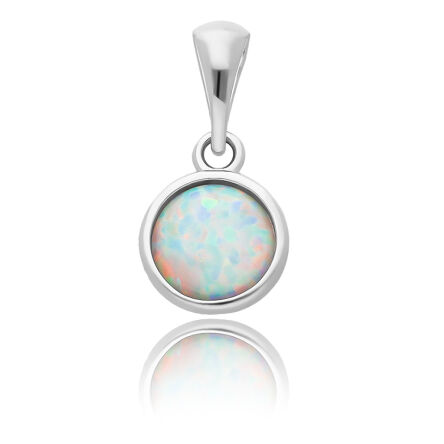 Zawieszka srebrna z białym opalem