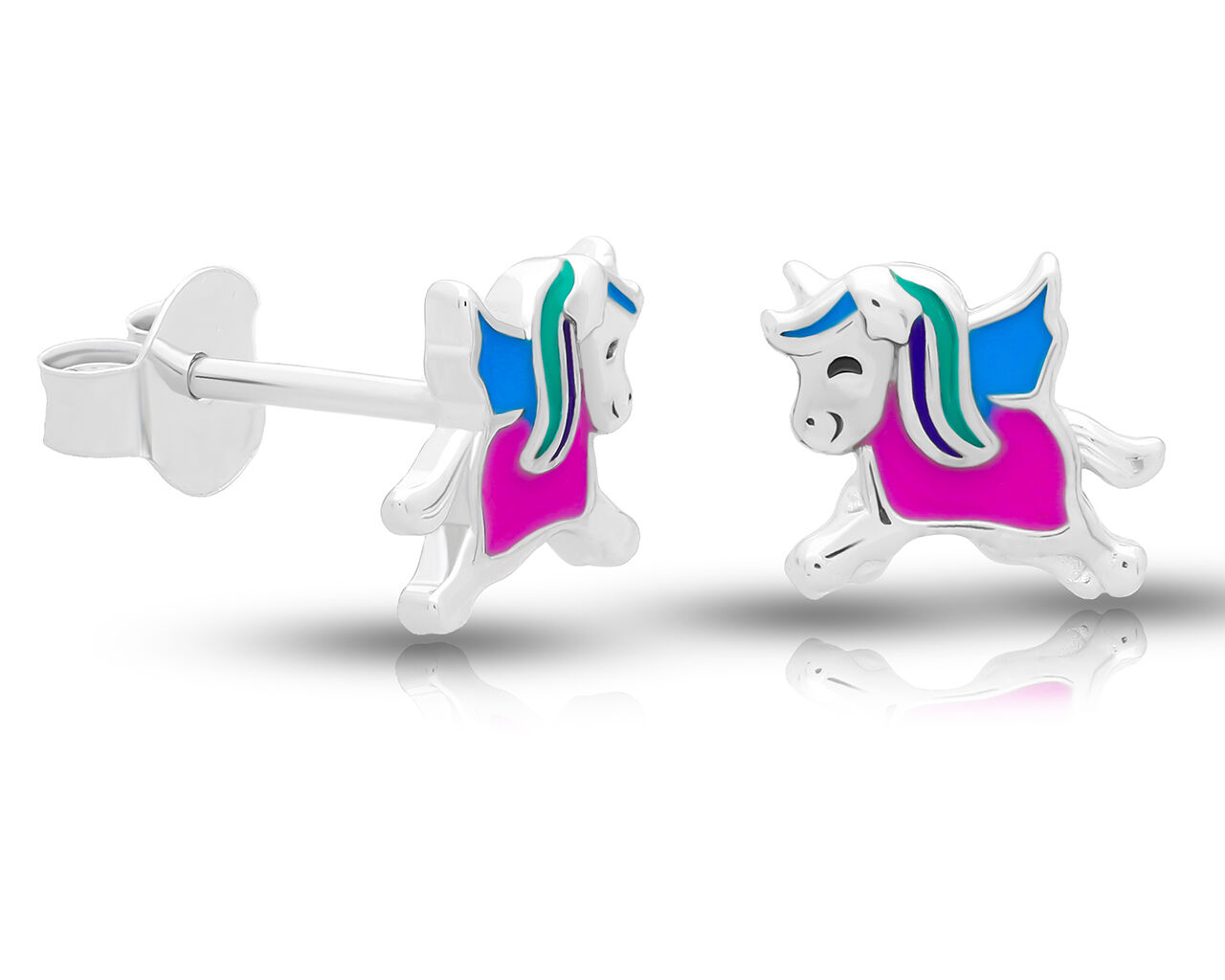 Kolczyki srebrne dla dziewczynki jednorożce pr.925