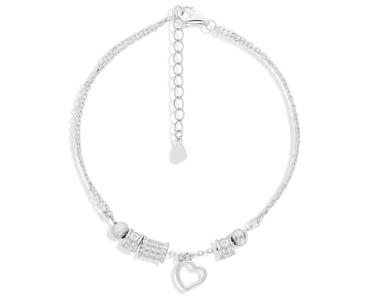 Bransoletka srebrna z serduszkiem wiszącym