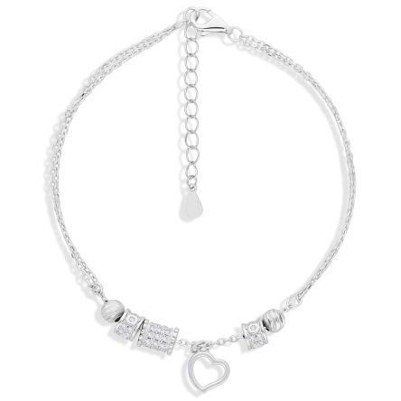 Bransoletka srebrna z serduszkiem wiszącym