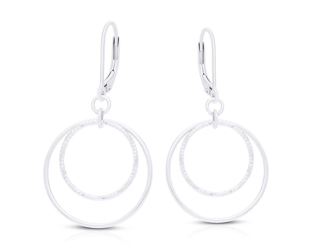 Kolczyki srebrne wiszące koła błyszczące pr.925