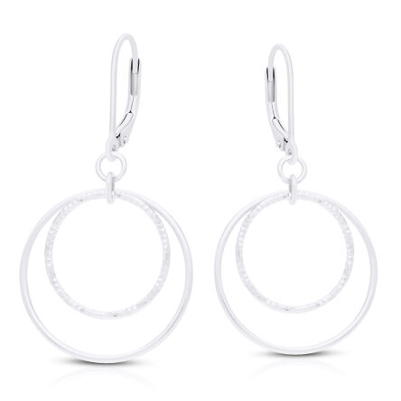 Kolczyki srebrne wiszące koła błyszczące pr.925