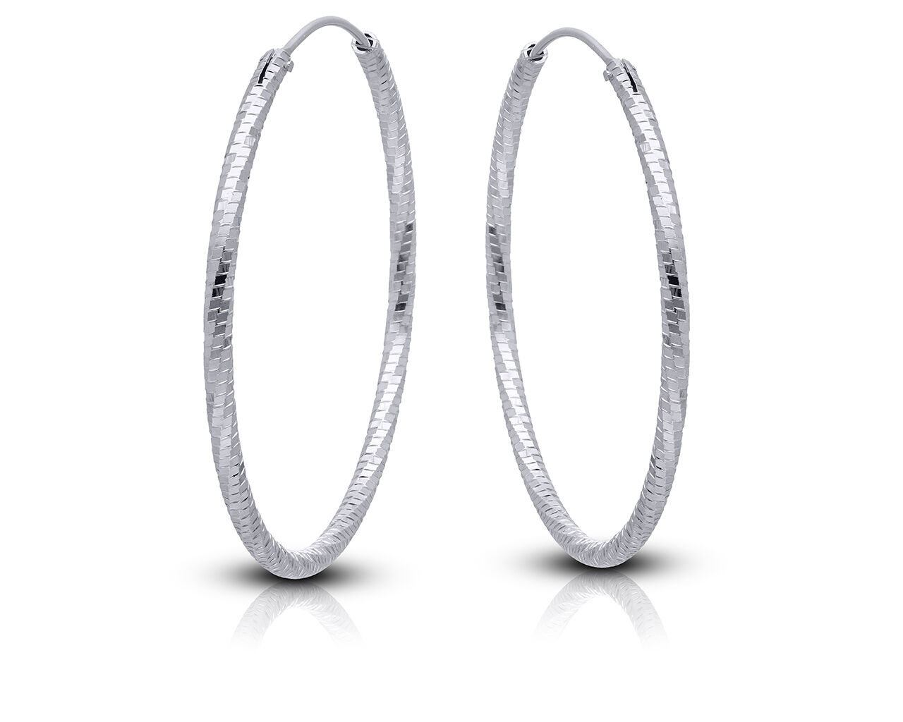 Kolczyki koła srebrne duże diamentowane