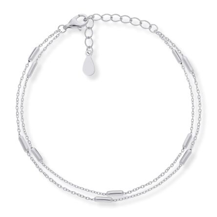 Bransoletka srebrna 925 podwójny łańcuszek tuby