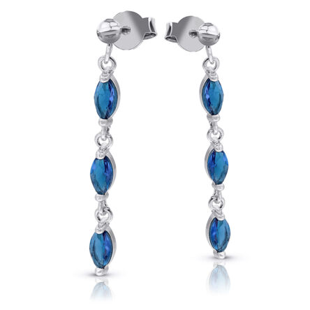 Kolczyki srebrne wiszące z niebieskimi cyrkoniami