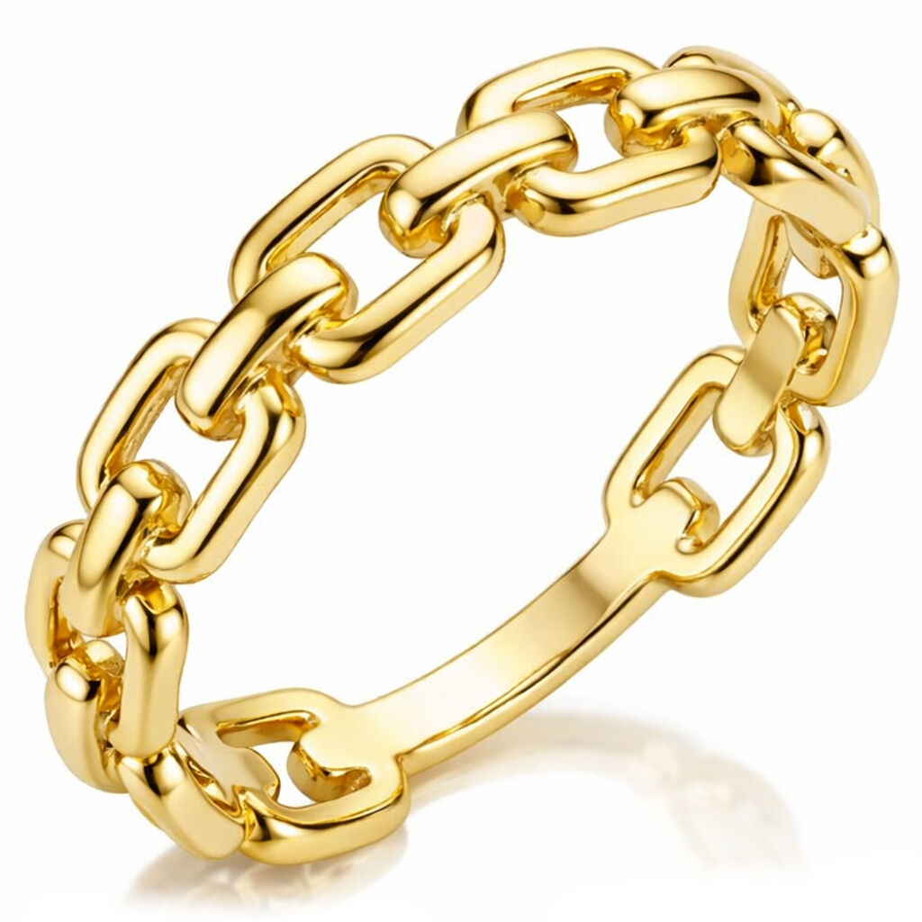 Złoty pierścionek 585 łańcuch pierścionek ogniwa