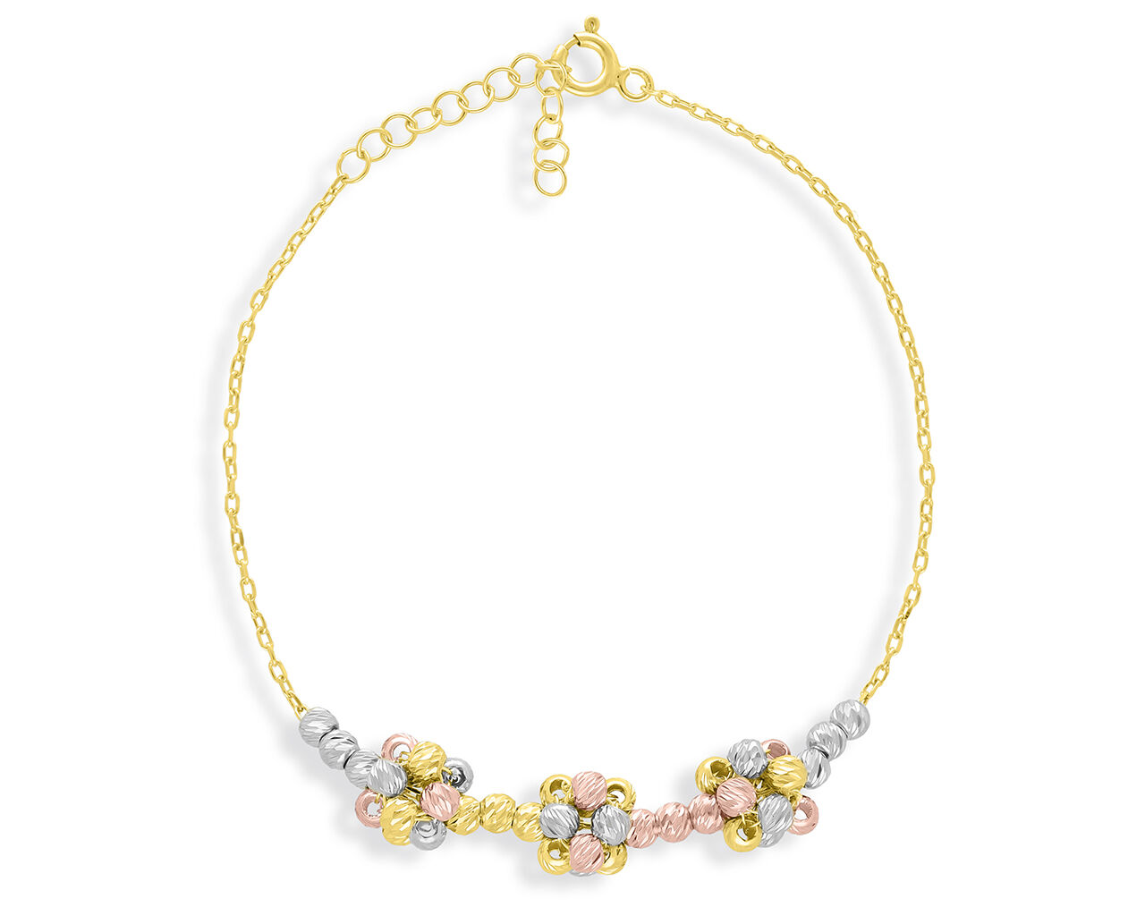 Bransoletka srebrna złocona diamentowane kulki