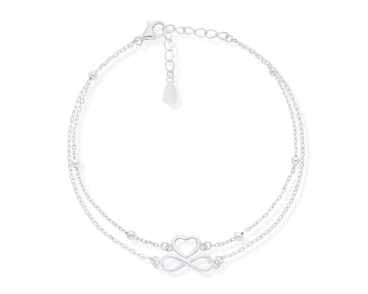 Bransoletka srebrna z sercem i infiniti podwójna