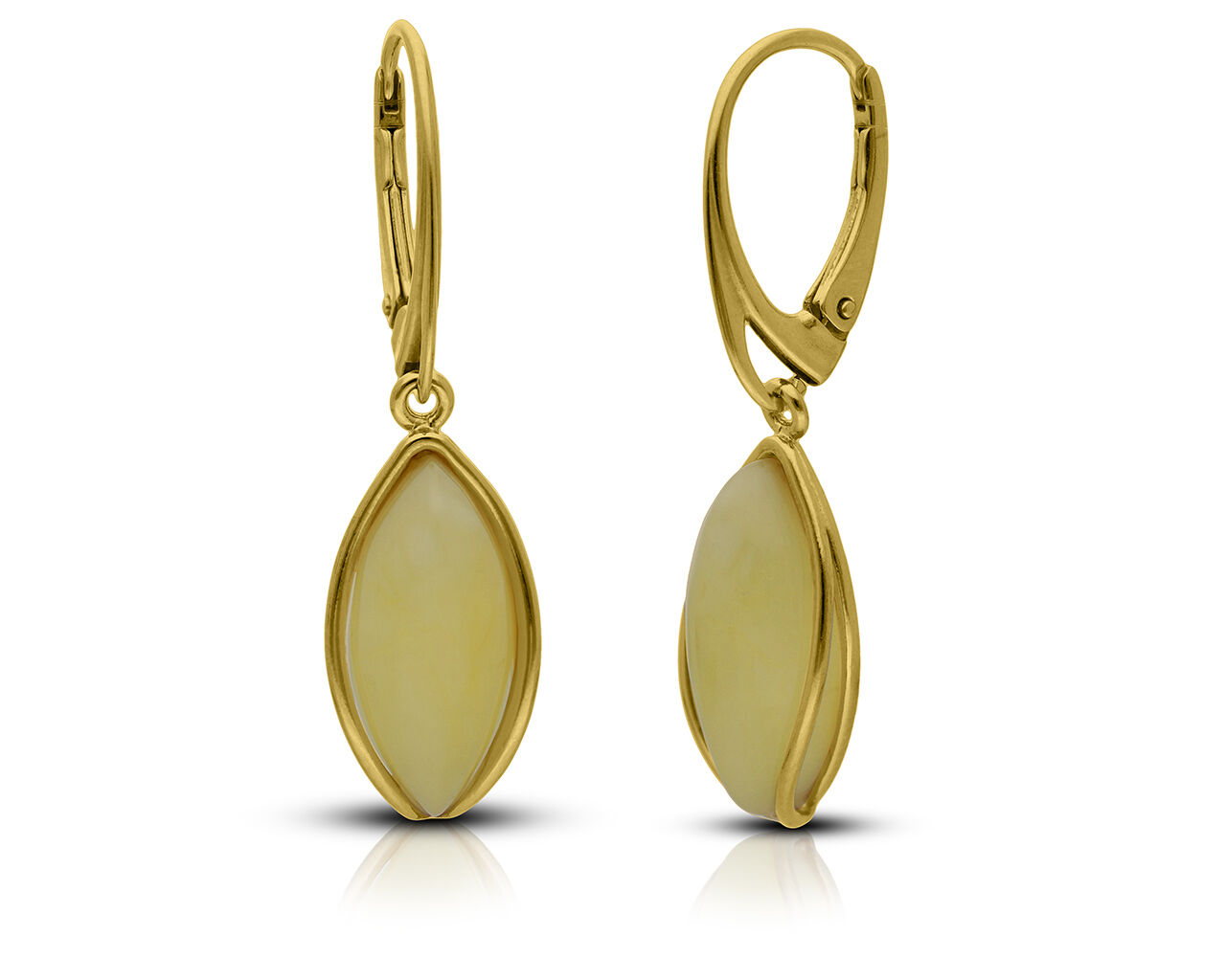 Kolczyki srebrne pozłacane wiszące z bursztynem