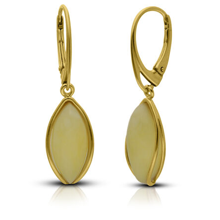 Kolczyki srebrne pozłacane wiszące z bursztynem