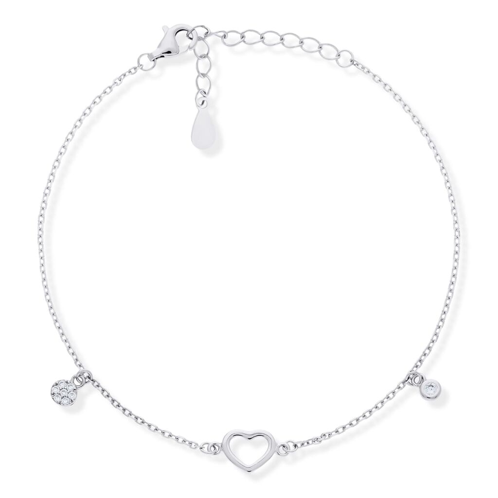 Bransoletka srebrna 925 serce cyrkonie