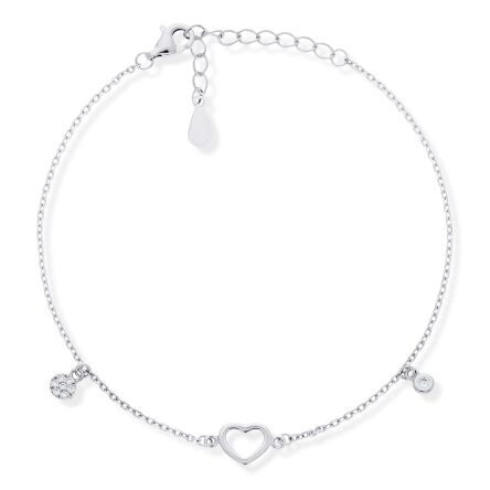 Bransoletka srebrna 925 serce cyrkonie