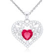 Zawieszka srebrna serce z czerwonym kamieniem - 3