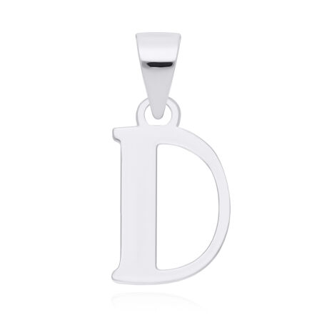 Srebrna literka D gładka zawieszka pr.925