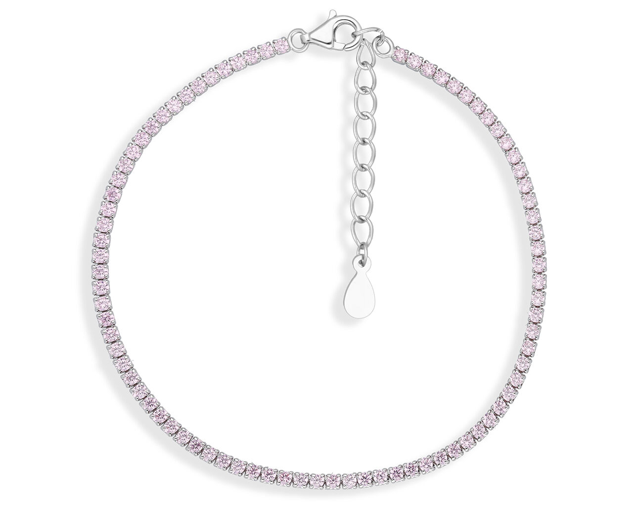 Bransoletka srebrna z jasnoróżowymi kamieniami