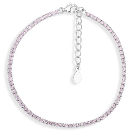 Bransoletka srebrna z jasnoróżowymi kamieniami