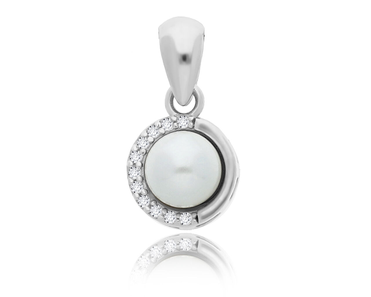 Zawieszka srebrna z perłą i cyrkoniami p.925