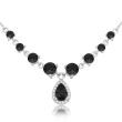 Naszyjnik srebrny damski z czarnymi kamieniami - 2