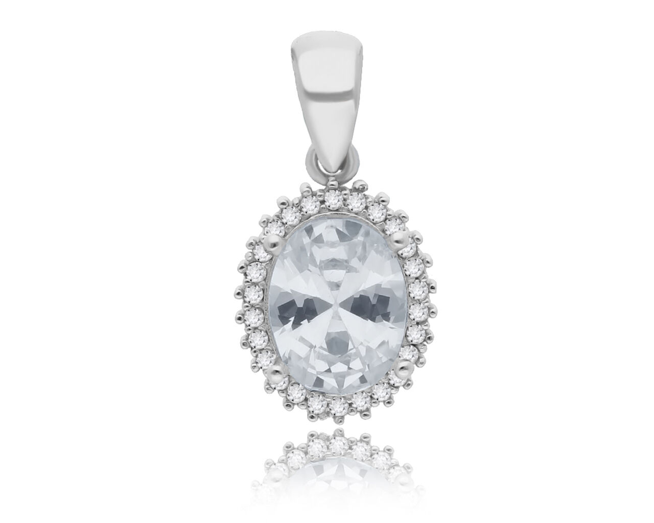 Zawieszka srebrna owalna z cyrkoniami