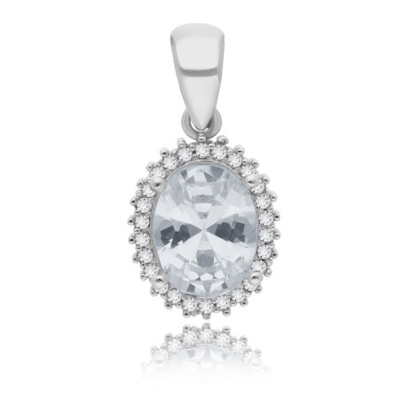 Zawieszka srebrna owalna z cyrkoniami