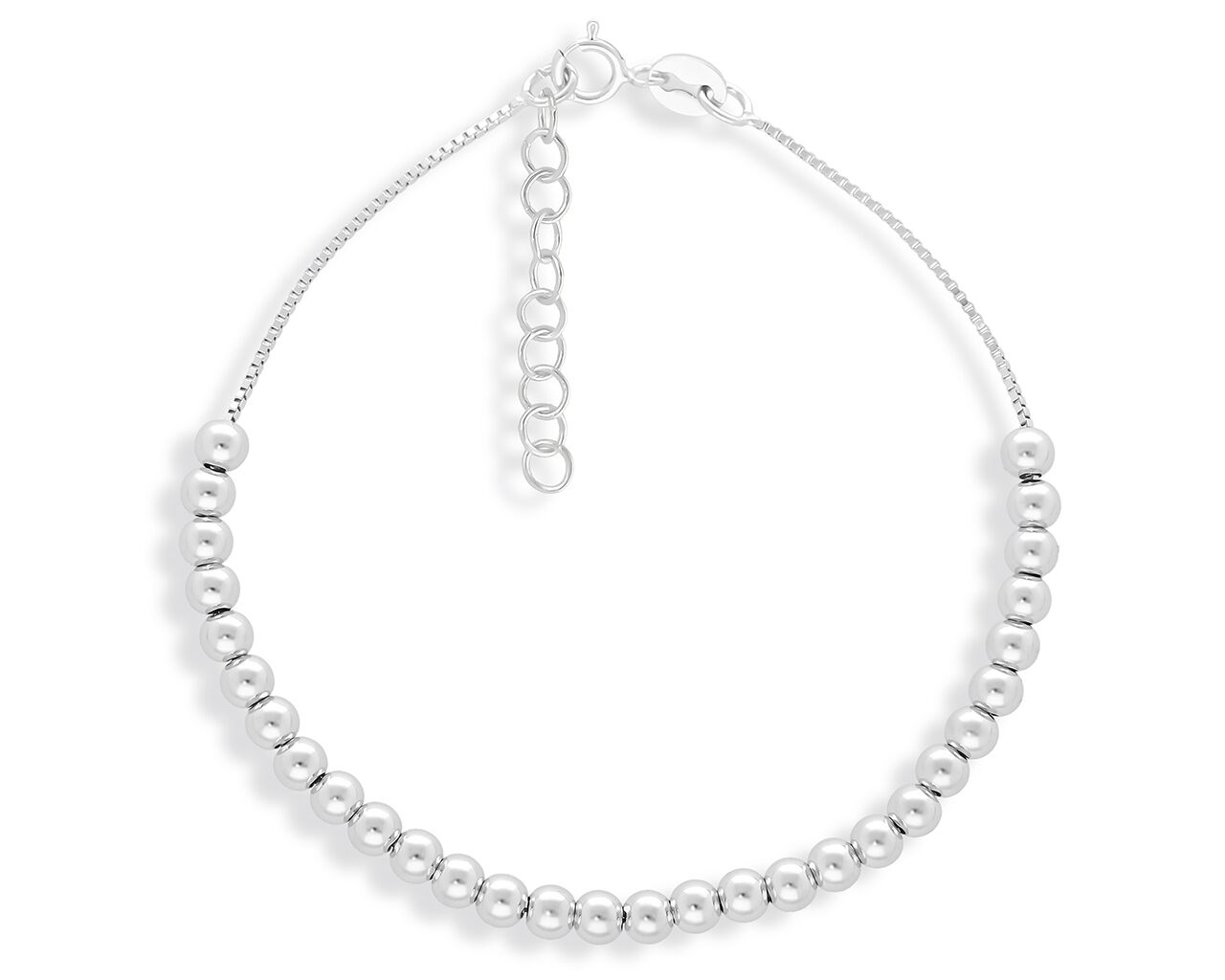 Bransoletka srebrna damska z gładkimi kuleczkami