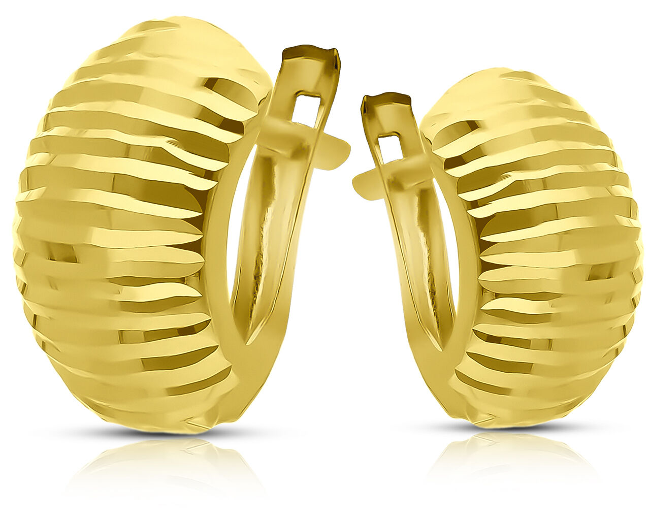 Złote kolczyki na angielskim zapięciu szerokie