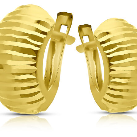 Złote kolczyki na angielskim zapięciu szerokie