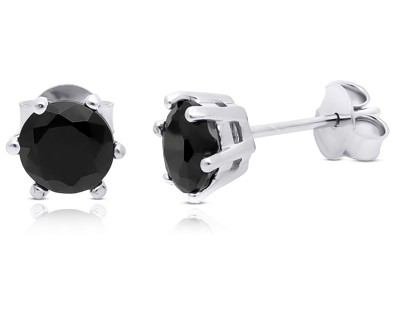 Kolczyki srebrne z okrągłymi czarnymi kamieniami