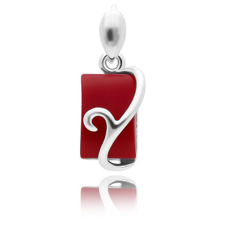 Srebrna zawieszka z czerwonym koralem