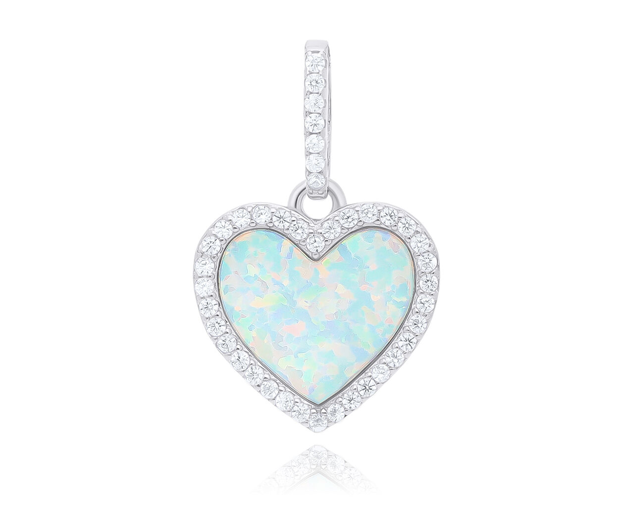 Zawieszka srebrna serce z opalem białym
