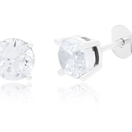 Kolczyki srebrne z okrągła cyrkonią sztyfty