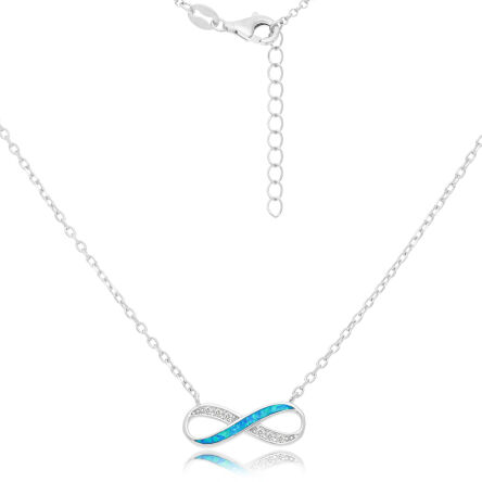 Naszyjnik srebrny z infinity opal i cyrkonie