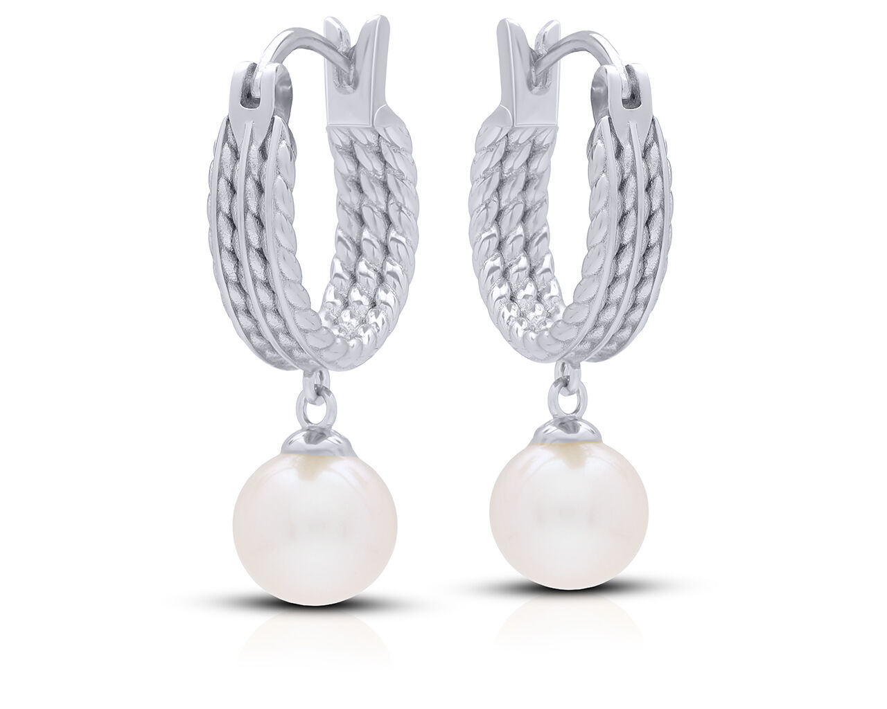 Kolczyki srebrne koła z perłą naturalną pr.925